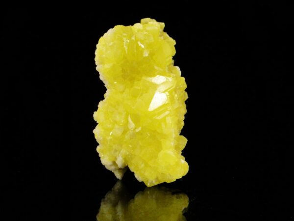Tapis de cristaux de soufre jaune vif, une pièce pour collectionneurs de minéraux.