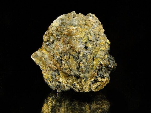 Une chalcopyrite massive très brillant et irisée, une pièce pour collectionneur de minéraux.