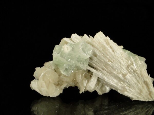 Des cristaux de scolécite associé à de l'apophyllite, une pièce pour collectionneur de minéraux.