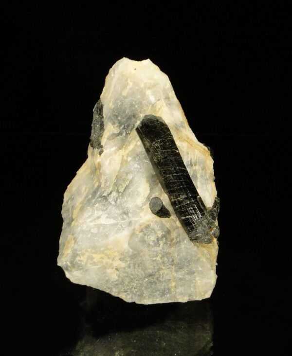 Un cristal de tourmaline, schorl de Beauchaud, dans le Puy de Dôme, c'est une pièce pour collectionneur de minéraux.